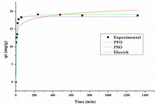 Fitting to Ni (II) adsorption kinetics models