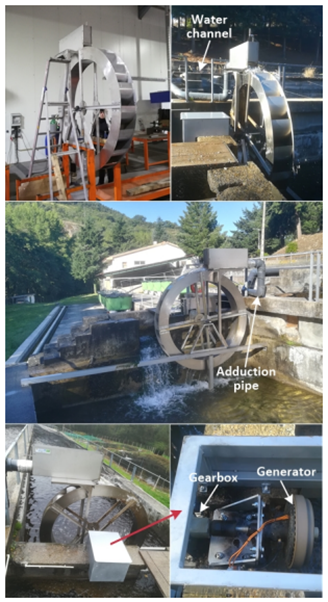Stainless steel overshot waterwheel installed in the fish tank