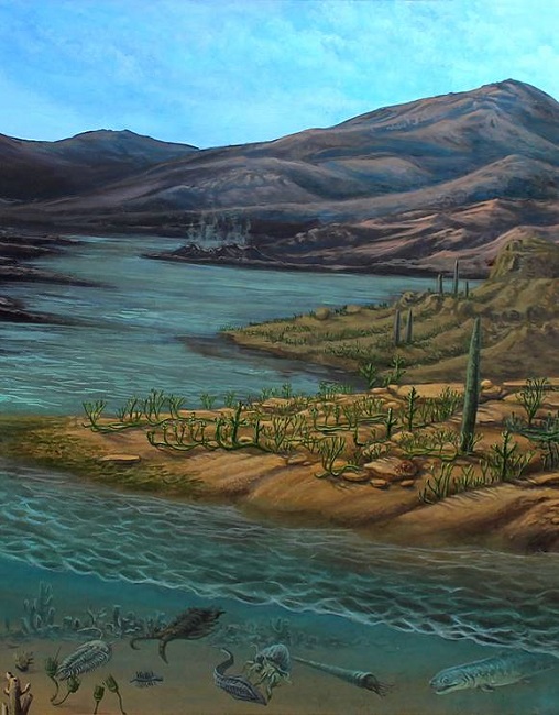 SALIENDO DEL AGUA. La vida continuó restringida a los cuerpos de agua, pero la habilidad a vivir sobre las partes expuestas de los continentes continuó durante el Silúrico y desarrollándose durante el Devónico. (Por Aldo Domínguez de la Torre).