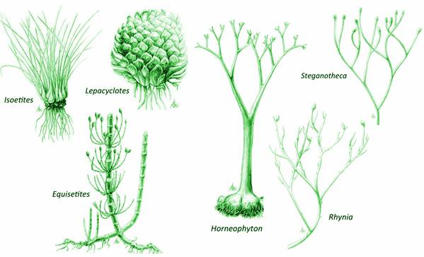 Las gimnospermas en el Mesozoico fueron también diversas, sus estrategias reproductoras fueron variadas, como lo siguen siendo en la actualidad. Modificado de Taylor, Taylor & Krings (2009) y http://www.michaelwachtler.com/en/biographie-michael-wachtler.asp