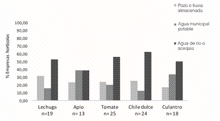 Porcentaje de empresas hort&iacute;colas seg&uacute;n la fuente de agua para riego que utilicen. 2013.
