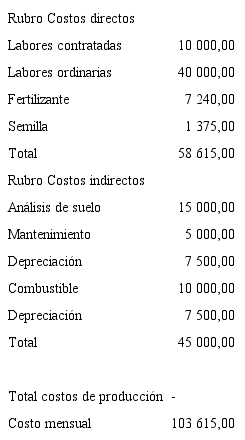 Costos directos e indirectos de culantro convencional en colones.