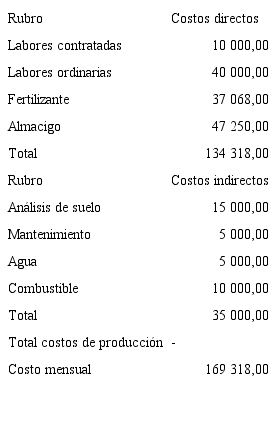 Costos directos e indirectos de lechuga convencional en colones.