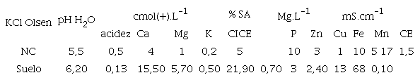 Concentraci&oacute;n qu&iacute;mica de suelos para el suelo evaluado con diferentes dosis de K2O y densidades en la variedad de ma&iacute;z Los Diamantes 8843 en la Finca Experimental de Santa Cruz, Guanacaste, durante 2018.