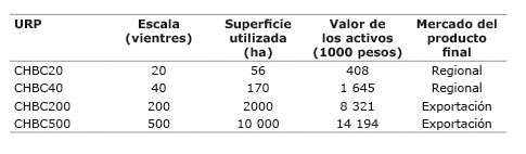 Características de la Unidad Representativa de Producción URP en bovinos vacabecerro Chihuahua México 2011