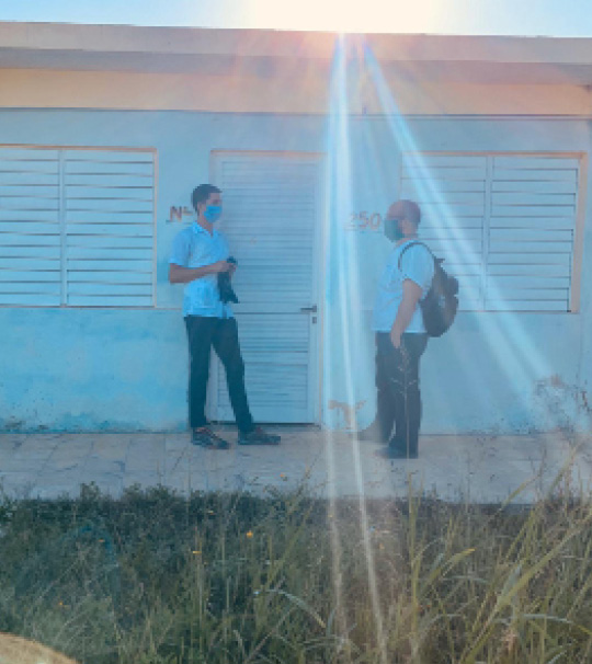 US ELAM students Sol Henrik Bockelie and Alexander Ruiz meet each morning at family doctor-nurse office #250, Boyeros municipality to begin their screening day