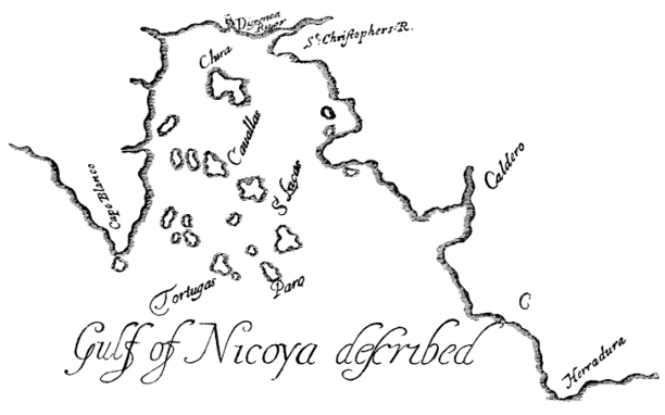 El golfo de Nicoya seg&uacute;n Basil Ringrose (entre 1682 y 1683)