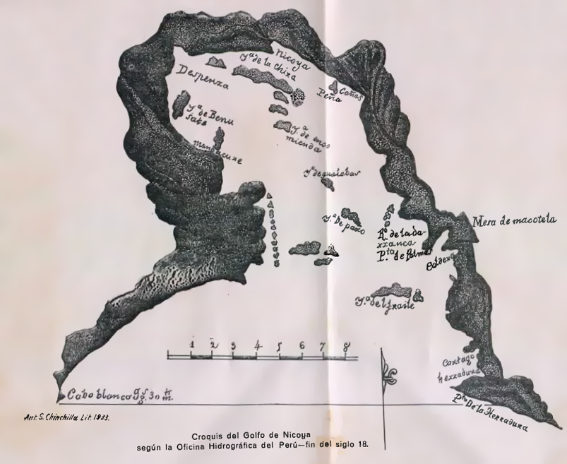 El golfo de Nicoya seg&uacute;n la Oficina Hidrogr&aacute;fica de Per&uacute; (fin del siglo XVIII)