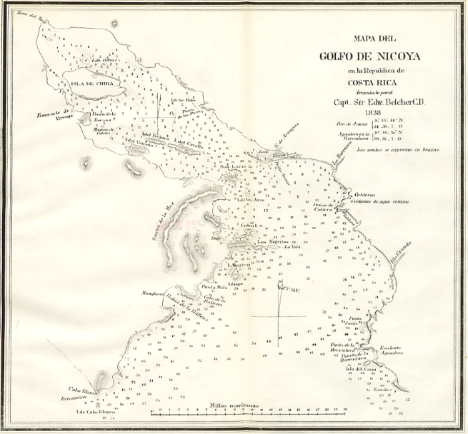 El golfo de Nicoya seg&uacute;n Edward Belcher (1838).