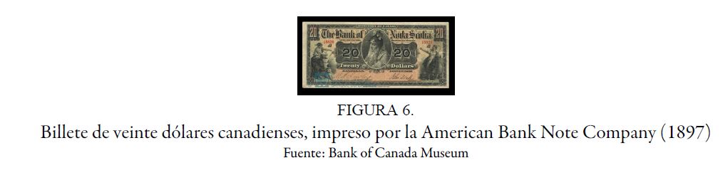 Billete de veinte d&oacute;lares canadienses, impreso por la American Bank Note Company (1897)