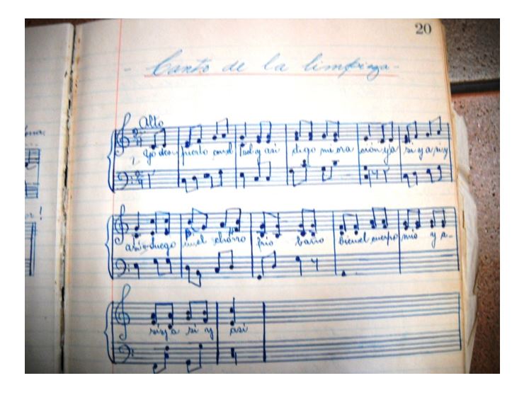 Partitura del Canto de la limpieza, letra
de Carmen Lyra y m&uacute;sica de J. Ismael Cardona