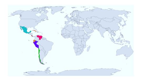 Representación de los 14 estudios en países analizados para el tema de educación en valores