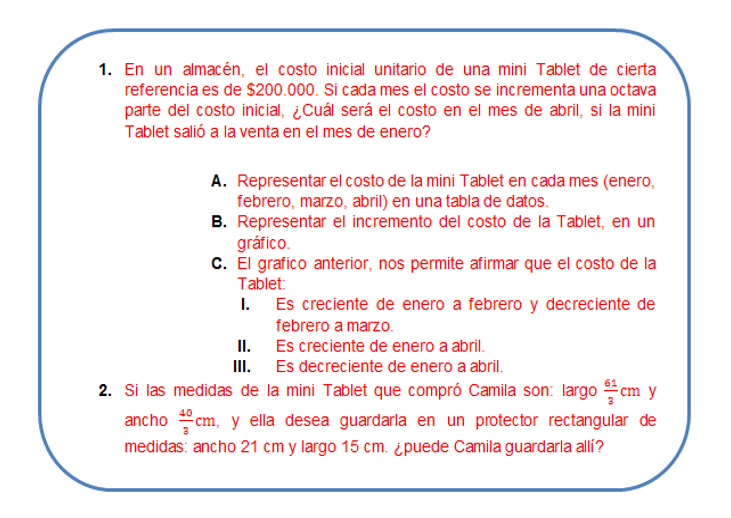 Situaci&oacute;n problema contemplada
en la secuencia de modelaci&oacute;n