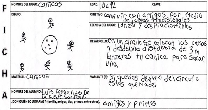 Ficha del juego tradicional “las canicas”