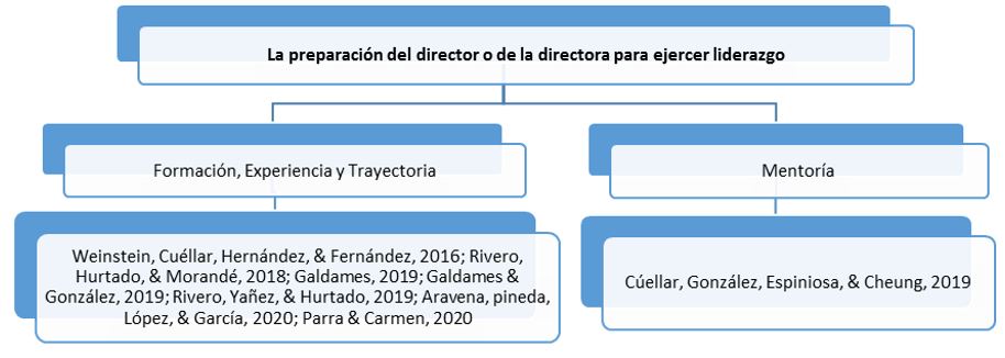 Subcategorías de la preparación del director o la directora para ejercer liderazgo.