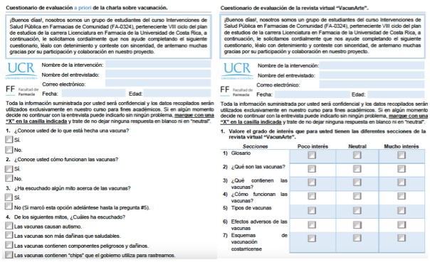 Extractos de instrumentos creados por parte el estudiantado como parte de la evaluación de las actividades de la intervención
