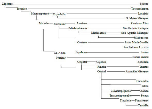 Diversificaci�n de las lenguas zapotecas (Beam 2023)