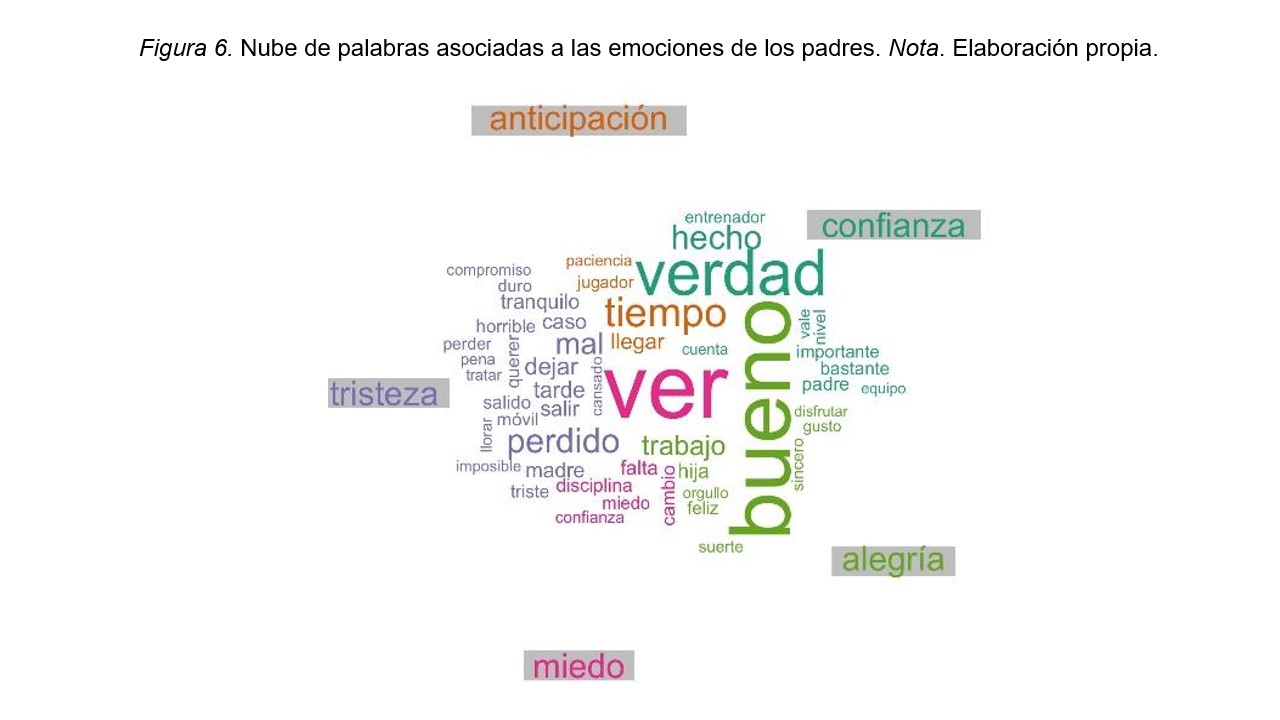 Nube de palabras asociadas a las emociones de los padres