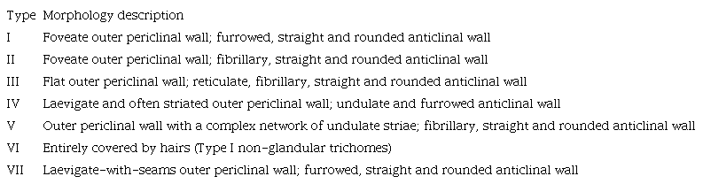 Epicuticular ornamentation on the floral parts Paphiopedilum barbatum, P. callosum var. sublaeve and P. niveum, including description on the morphology.