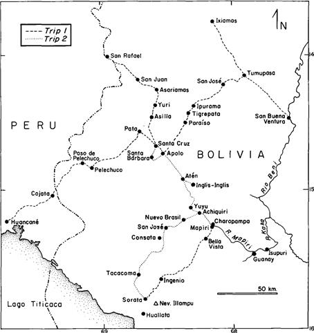 Map of localities visited by Williams during his two trips. In Dorr, 1991: Figure 3.