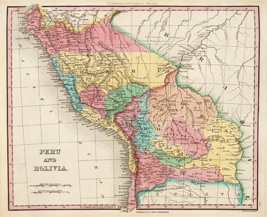 Map of Peru and Bolivia, 1836. 