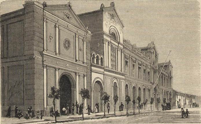 Main building of the University of Chile, home to the Natural History Museum from 1863 to 1876.