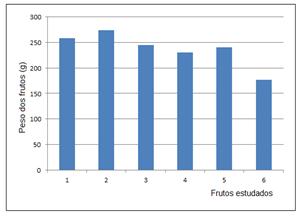 Peso dos frutos estudados