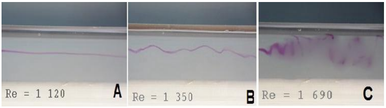 Fotograf�as tomadas  para identificar la hidrodin�mica en espacios anulares rectos y lisos a partir de la inyecci�n de tinta