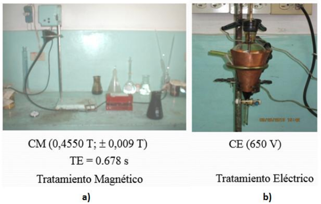 Imagen de las instalaciones experimentales empleadas para el tratamiento magn�tico y el�ctrico empleadas