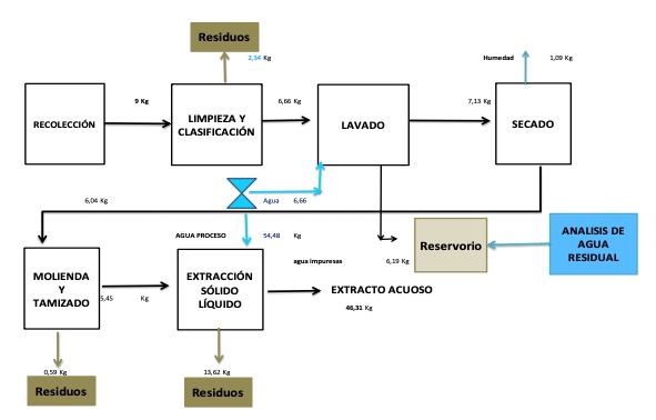 Proceso de Obtenci�n de extracto acuoso de Chuquiraga jussieui a escala piloto.