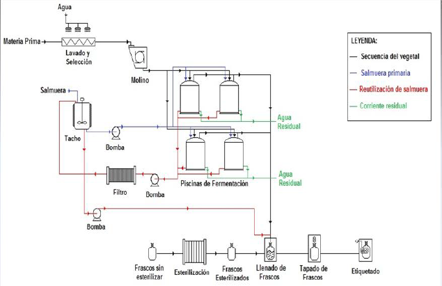 Estructura tecnol�gica de la planta para la producci�n de vegetales fermentados con potencial probi�tico.