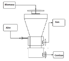 Entradas y salidas de masa y energ&iacute;a del gasificador.