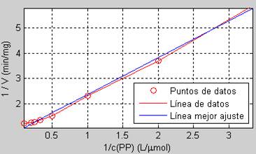 Gr&aacute;fica con l&iacute;nea del mejor ajuste a los datos.