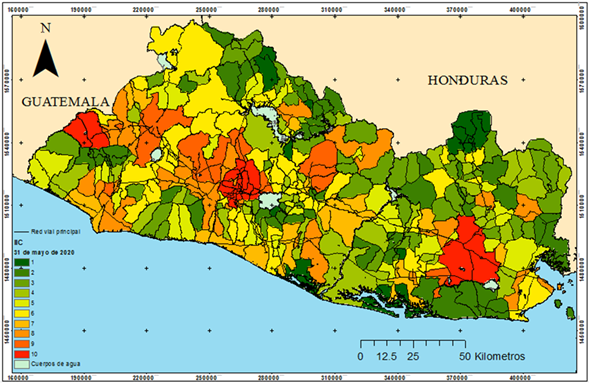Índice de impacto de COVID-19 ponderado de menor (1) a mayor (10).