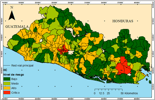 Índice de impacto de COVID-19, indicando el nivel de riesgo de contagio.