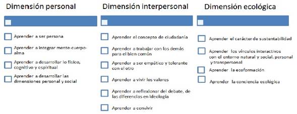 Dimensiones de aprendizaje para la formación holística