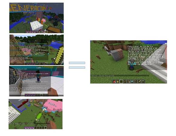 Mosaico de eventos letrados dentro de Minecraft