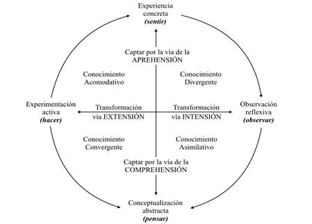 Estructura del aprendizaje experiencial y las formas del conocimiento