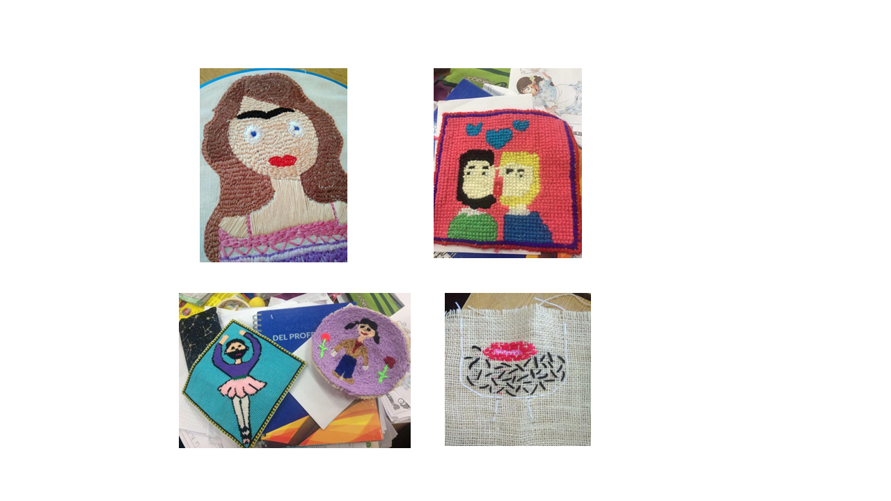 Ejemplos de bordado individual, elaborados por los-as estudiantes. Santiago, Chile, 2018