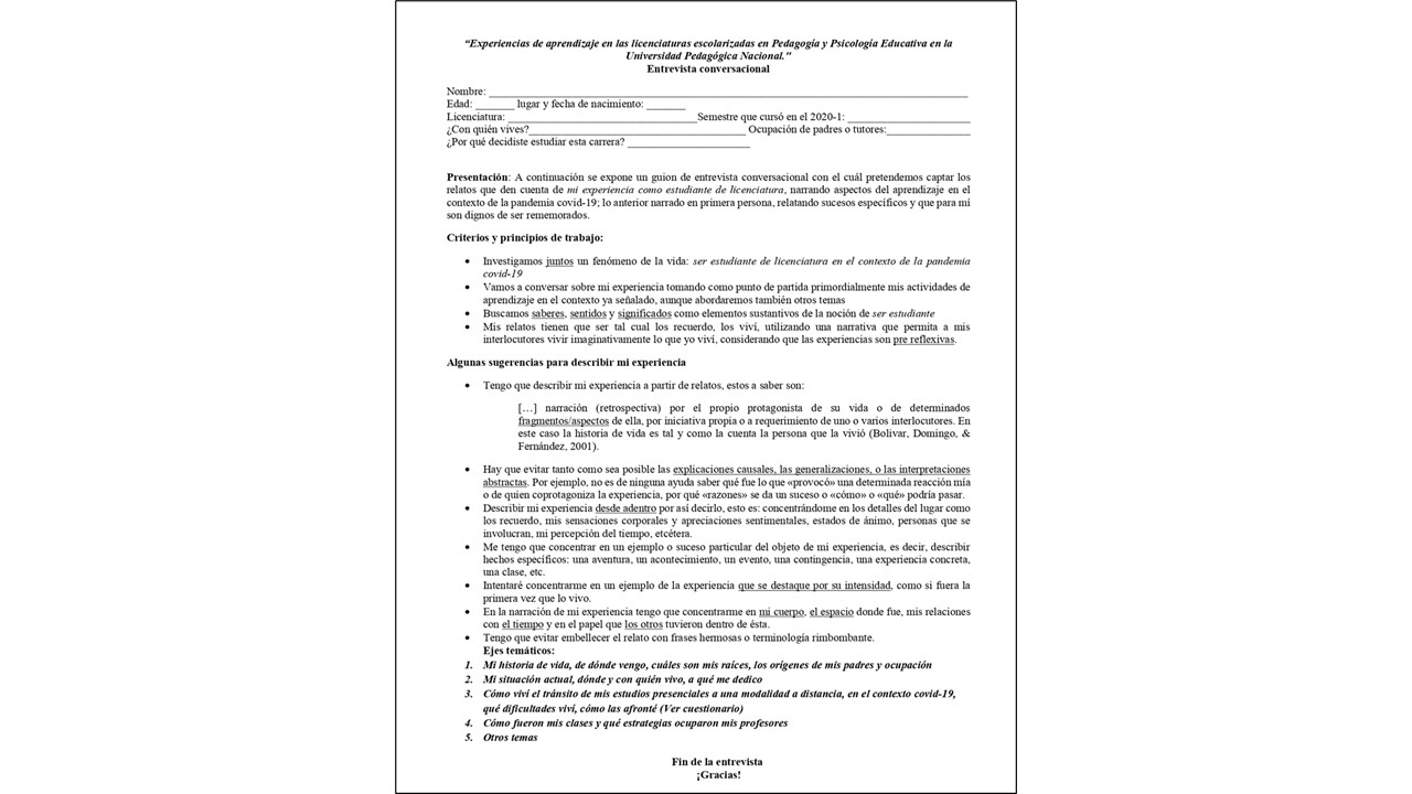 Guion de entrevista conversacional