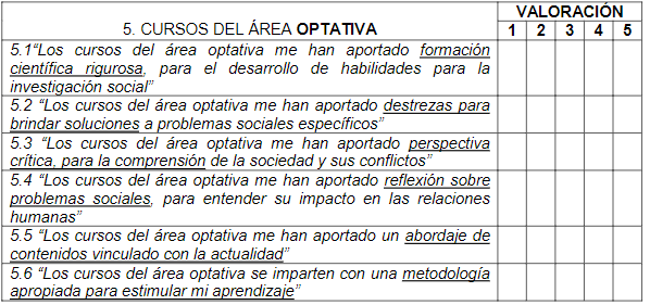 CURSOS DEL ÁREA OPTATIVA