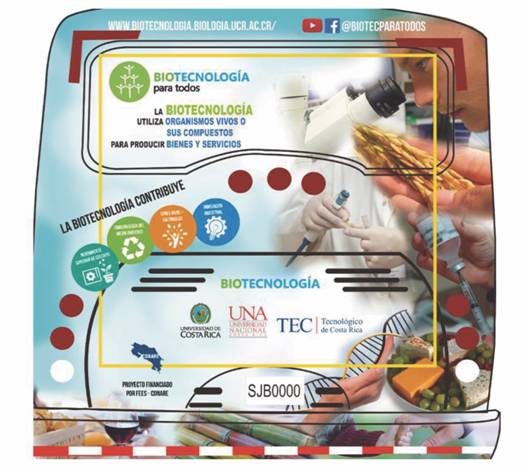 Campaña de información y divulgación del proyecto en la parte trasera de los buses de la ruta de La Periférica en San José.