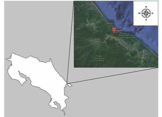 Map of Costa Rica illustrating the exact location of our species.