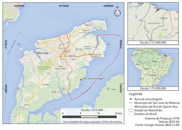 Location of Ilha do Maranh&atilde;o, where the restinga of S&iacute;tio Aguahy is located, municipality of S&atilde;o Jos&eacute; de Ribamar, Maranh&atilde;o state. Source D. Muniz.
