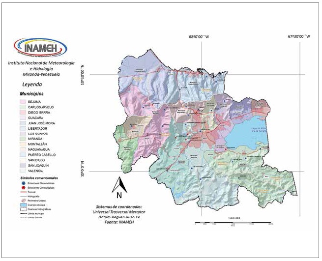 Ubicaci&oacute;n geogr&aacute;fica del estado Carabobo, zona central de
Venezuela.