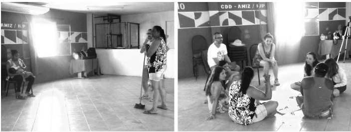 Primeros momentos da oficina de Cartografía Social no Barrio Dunas.