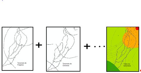 Representación del proceso de clasificación obtención de la máxima afectación por tipo de amenaza, caso terremotos