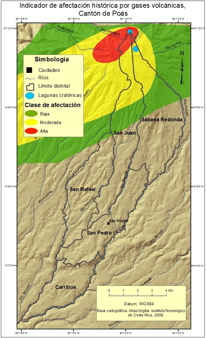 Indicador de afectación por gases volcánicos