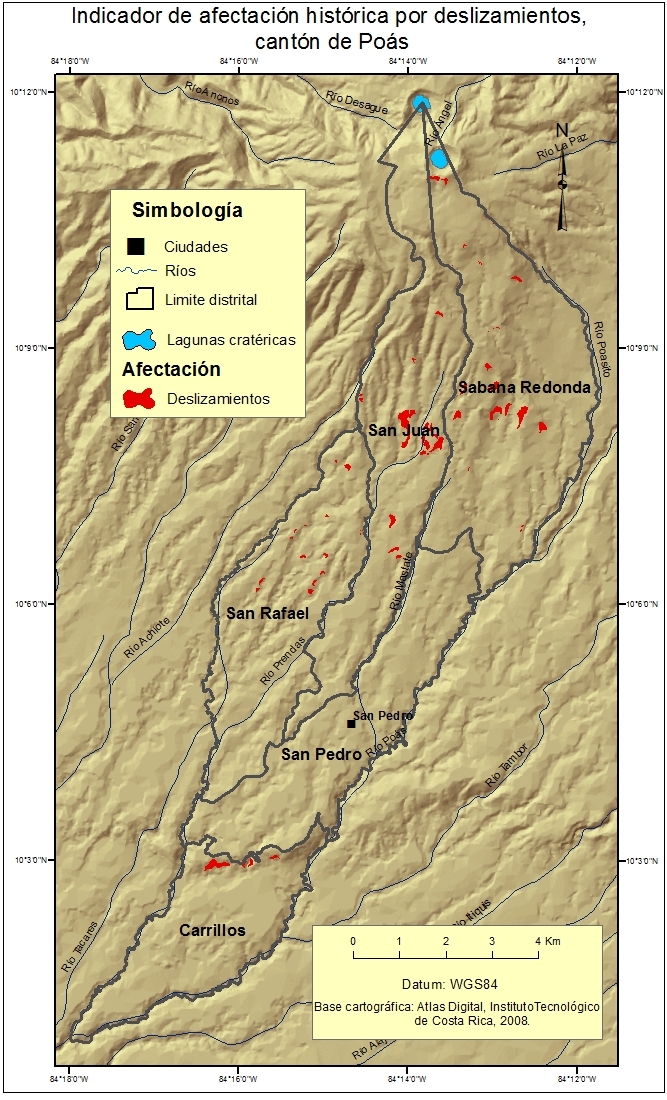 Indicador de afectación por deslizamientos