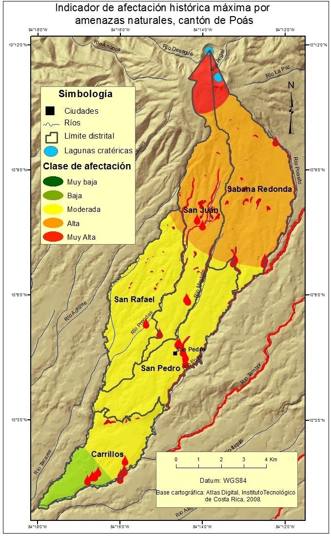 Indicador afectación por las amenazas naturales del cantón